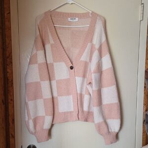 Pink and White Checkered Sweater